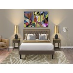 3 Pc Bed Set, 1 Bed Frame Brown Padded, Button Tufted Headboard, 2 Nightstand, Wooden Drawer, Black Legs