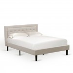 2Pc Fannin Bed Set, 1 Platform Bed, Bedroom Nightstand, Mist Beige