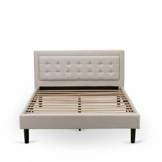 2Pc Fannin Bed Set, 1 Platform Bed, Bedroom Nightstand, Mist Beige