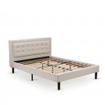 2Pc Fannin Bed Set, 1 Platform Bed, Bedroom Nightstand, Mist Beige