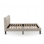 2Pc Fannin Bed Set, 1 Platform Bed, Bedroom Nightstand, Mist Beige