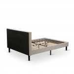 2Pc Fannin Bed Set, 1 Platform Bed, Bedroom Nightstand, Mist Beige