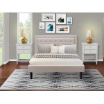 3Pc Fannin Bedroom Set, 1 Queen Bed, 2 Night Stands, Mist Beige