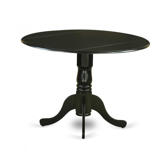 3Pc Round 42" Dining Table, Two 9-Inch Drop Leaves, 2 Parson Chair, Black Leg, Shitake