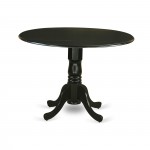 3Pc Round 42" Dining Table, Two 9-Inch Drop Leaves, 2 Parson Chair, Black Leg, Pu Leather Color Baked Bean
