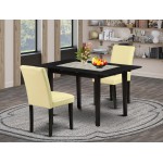 3-Pc Wood Dinette Set, 2 Dining Chairs, Butterfly Leaf Dining Table, Black