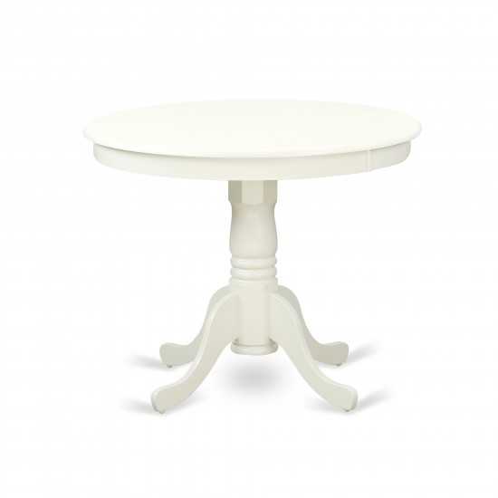 3Pc Round 36" Dinette Table, Two Parson Chair With White Leg, Fabric Light Beige