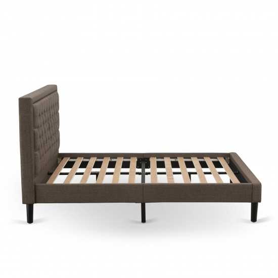 3Pc Bed Set, 1 Queen Size Bed Frame Brown, Headboard, 2 Nightstand, Black Legs