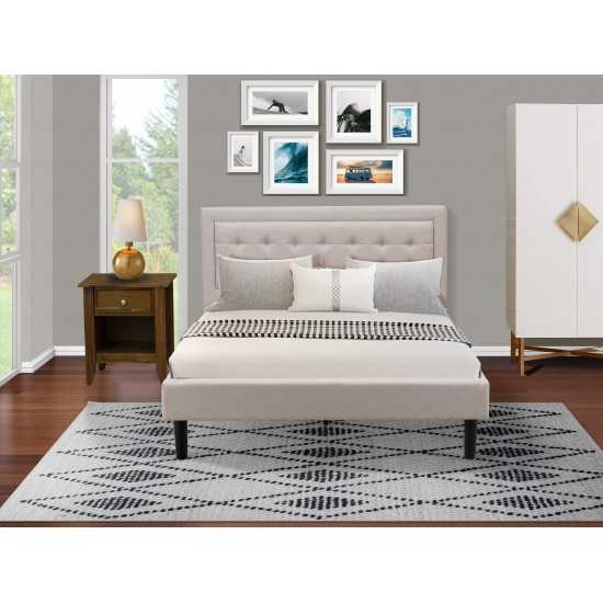 2Pc Fannin Bed Set, 1 Queen Size Bed, Nightstand, Mist Beige