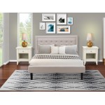 3Pc Fannin Bedroom Set, 1 Queen Size Bed, 2 Nightstands, Mist Beige