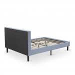 2Pc Fannin Bed Set, 1 Queen Size Frame, End Table For Bedroom, Denim Blue