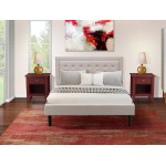 3Pc Fannin Bedroom Set, 1 Wingback Bed, 2 Bedroom Nightstands, Mist Beige