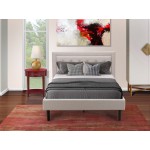 2Pc Platform Full Size Bed Set, 1 Platform Bed, Bedroom Nightstand Mist Beige