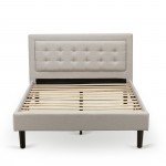 2Pc Platform Full Size Bed Set, 1 Platform Bed, Bedroom Nightstand Mist Beige