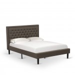 3 Pc Queen Size Bed Set, 1 Queen Platform Bed Brown, Headboard, 2 Small Nightstand, Woodens, Black Legs