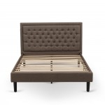 3 Pc Queen Size Bed Set, 1 Queen Platform Bed Brown, Headboard, 2 Small Nightstand, Woodens, Black Legs