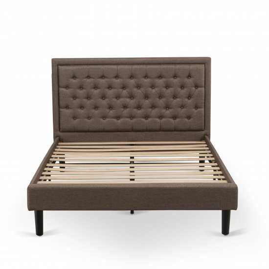 3 Pc Queen Size Bed Set, 1 Queen Platform Bed Brown, Headboard, 2 Small Nightstand, Woodens, Black Legs