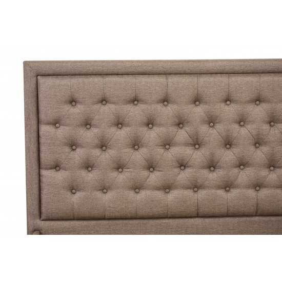 3 Pc Queen Size Bed Set, 1 Queen Platform Bed Brown, Headboard, 2 Small Nightstand, Woodens, Black Legs