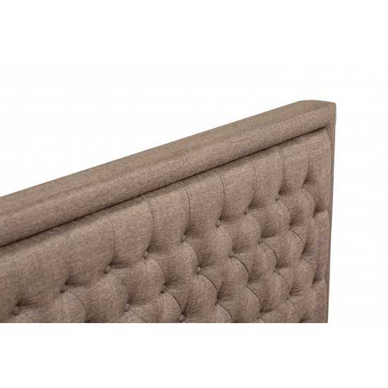 3 Pc Queen Size Bed Set, 1 Queen Platform Bed Brown, Headboard, 2 Small Nightstand, Woodens, Black Legs