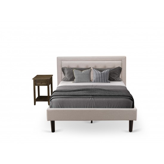 2Pc Fannin Full Size Bedroom Set, 1 Bed, Nightstand, Mist Beige