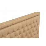 2Pc Queen Size Bed Set, 1 Platform Bed Dark Khaki, Headboard, 1 Wood Nightstand, Black Legs
