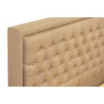 2Pc Queen Size Bed Set, 1 Platform Bed Dark Khaki, Headboard, 1 Wood Nightstand, Black Legs