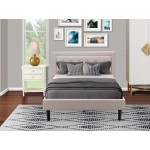 2Pc Platform Full Size Bed Set, 1 Full Bed, End Table For Bedroom, Mist Beige