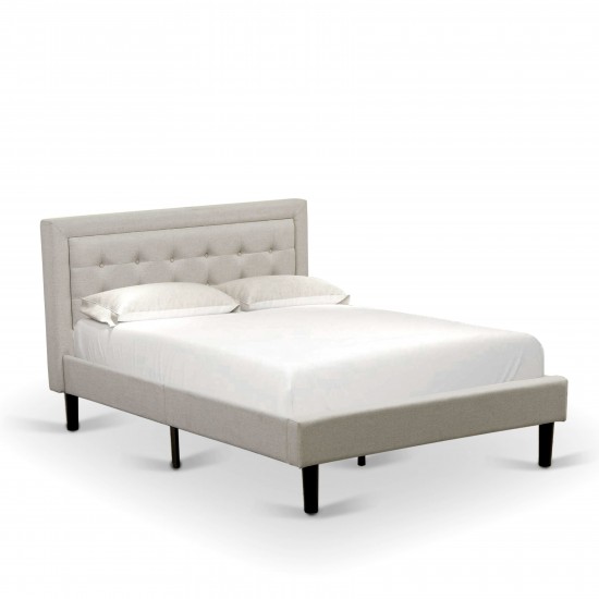 2Pc Platform Full Size Bed Set, 1 Full Bed, End Table For Bedroom, Mist Beige