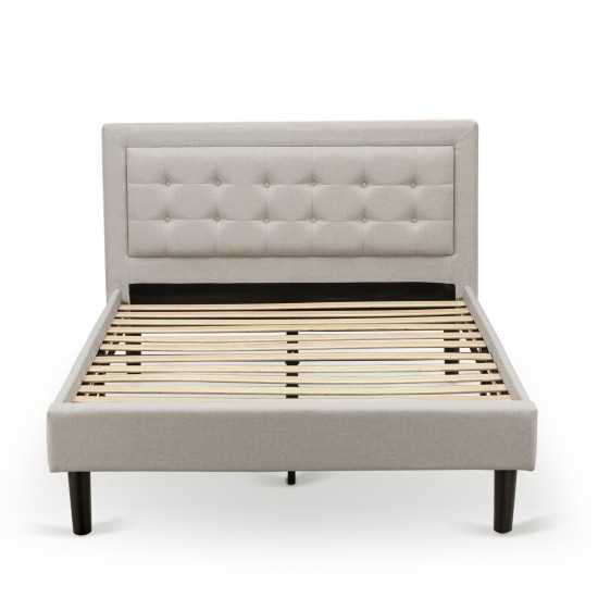 2Pc Platform Full Size Bed Set, 1 Full Bed, End Table For Bedroom, Mist Beige