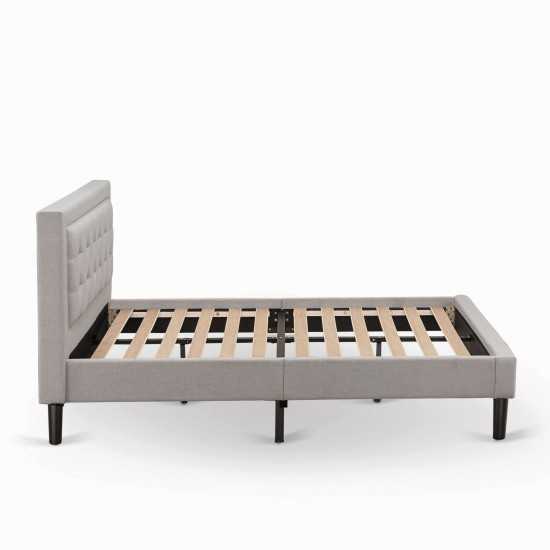 2Pc Platform Full Size Bed Set, 1 Full Bed, End Table For Bedroom, Mist Beige
