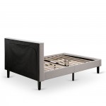 2Pc Platform Full Size Bed Set, 1 Full Bed, End Table For Bedroom, Mist Beige