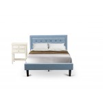 2Pc Platform Full Size Bedroom Set, 1 Bed, Bedroom Nightstand, Denim Blue