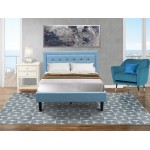 2Pc Platform Full Size Bedroom Set, 1 Bed, Bedroom Nightstand, Denim Blue