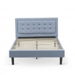2Pc Platform Full Size Bedroom Set, 1 Bed, Bedroom Nightstand, Denim Blue