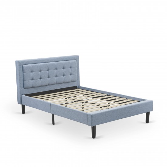 2Pc Platform Full Size Bedroom Set, 1 Bed, Bedroom Nightstand, Denim Blue