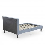 2Pc Platform Full Size Bedroom Set, 1 Bed, Bedroom Nightstand, Denim Blue