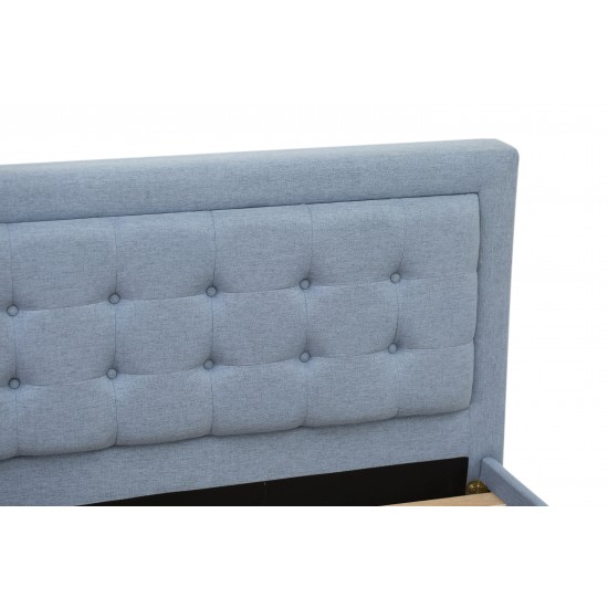 2Pc Platform Full Size Bedroom Set, 1 Bed, Bedroom Nightstand, Denim Blue