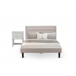 2Pc Fannin Bed Set, 1 Platform Bed, Bedroom Nightstand, Mist Beige