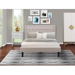 2Pc Fannin Bed Set, 1 Platform Bed, Bedroom Nightstand, Mist Beige