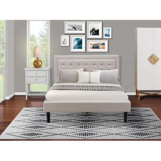 2Pc Fannin Bed Set, 1 Platform Bed, Bedroom Nightstand, Mist Beige
