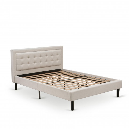2Pc Fannin Bed Set, 1 Platform Bed, Bedroom Nightstand, Mist Beige