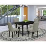 5Pc Kitchen Dining Set, 4 Kitchen Parson Chairs, Butterfly Leaf Wood Table, Black