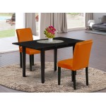 3Pc Wood Dining Set, 2 Parson Chairs, Butterfly Leaf Wood Table, Black