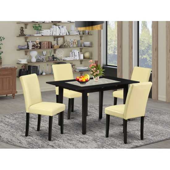 5Pc Dining Set, 4 Parson Chairs, Butterfly Leaf Kitchen Table, Black