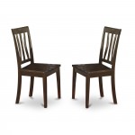 Antique Kitchen Chair Wood Seat With Cappuccino Finish - Set Of 2