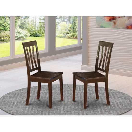 Antique Kitchen Chair Wood Seat With Cappuccino Finish - Set Of 2