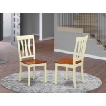 Kitchen Dining Chair Wood Seat With Buttermilk And Cherry Finish - Set Of 2