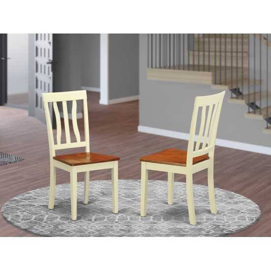 Kitchen Dining Chair Wood Seat With Buttermilk And Cherry Finish - Set Of 2