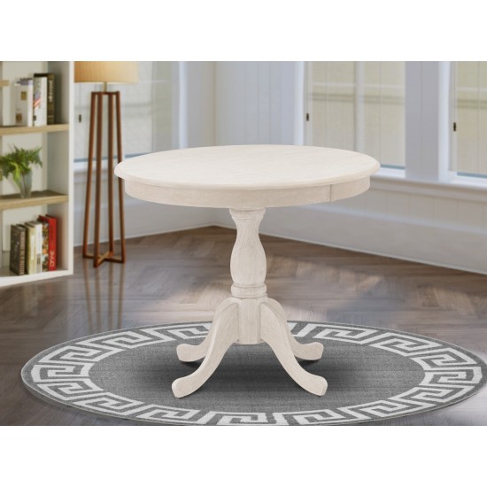 Round Table Butter Cream Color Top Surface, Asian Wood Dining Table Pedestal Legs -Butter Cream Finish