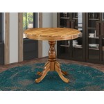 Round Dining Table Natural Acacia Color Top Surface, Asian Wood Round Table Pedestal Legs -Natural Acacia Finish